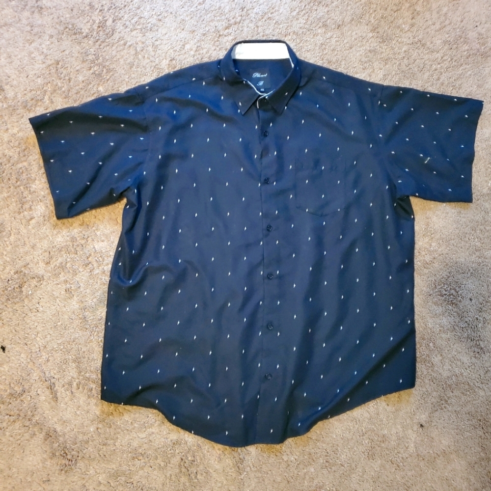 Planet B Men Size 2XL Men Button Down Shirt. Black with White Small Lightening